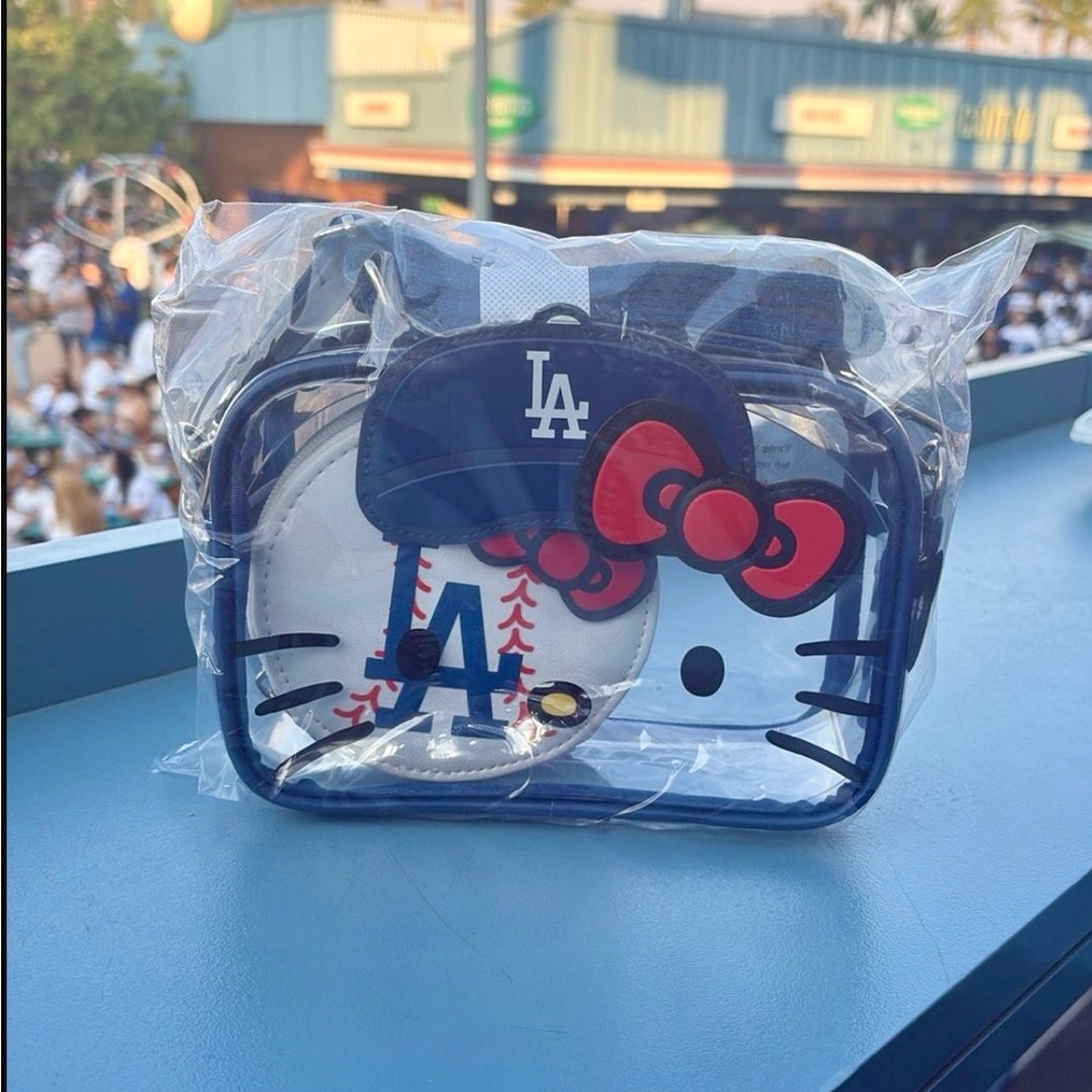 Hello Kitty LA dodgers crossbody- Transparent, Blue and Red